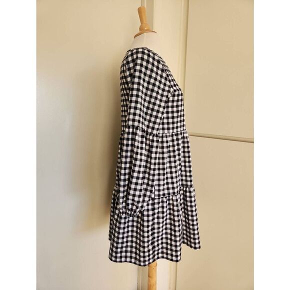 Blk/Wht Buffalo Plaid Riered Baby Doll Dress - Picture 3 of 9
